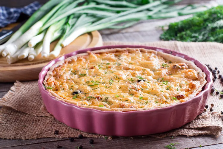 Vegetarian lentil shepherd's pie with garlic, carrots, celery and peas