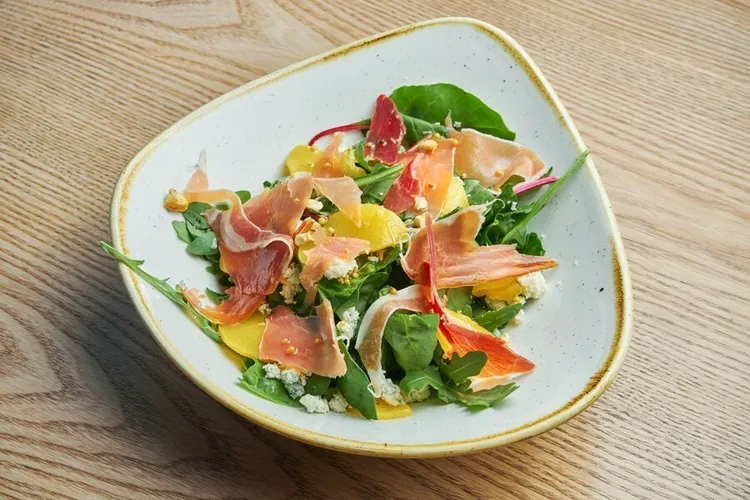 Bacon, pear and blue cheese warm salad