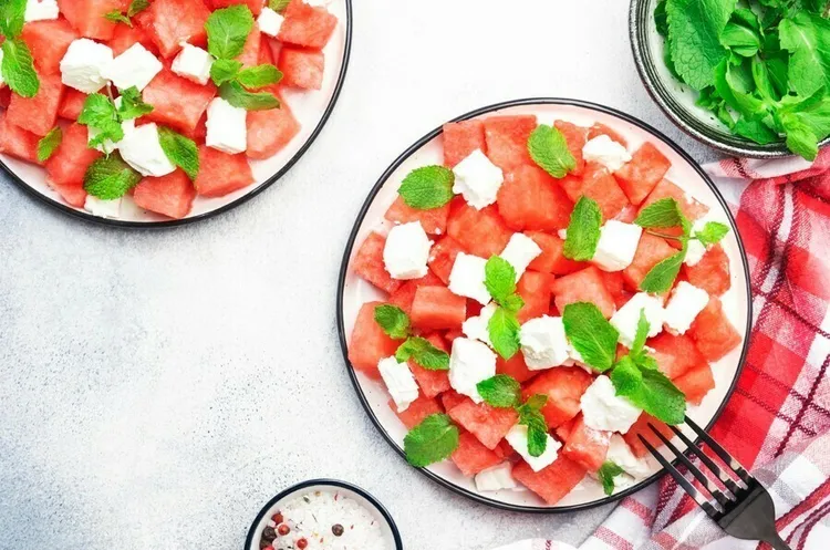 Watermelon, feta and mint salad