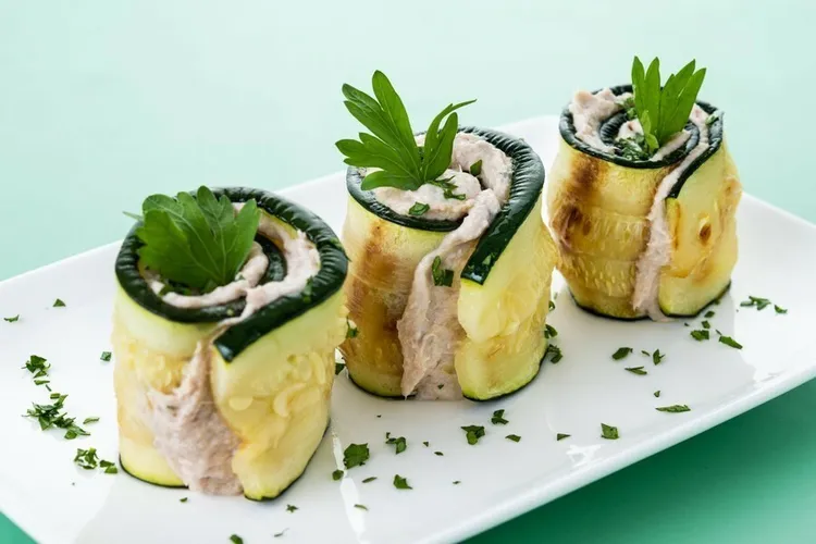 Lemon-basil zucchini-wrapped salmon fillets