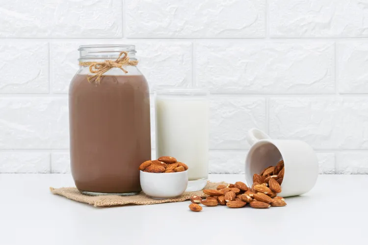 Almond milk cocoa protein shake