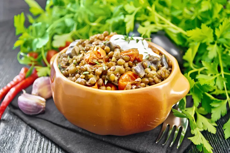 Black bean lentil salad with cumin lime dressing