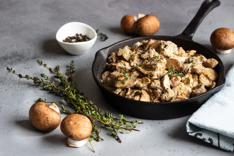 Chicken dijon with mushrooms and artichokes