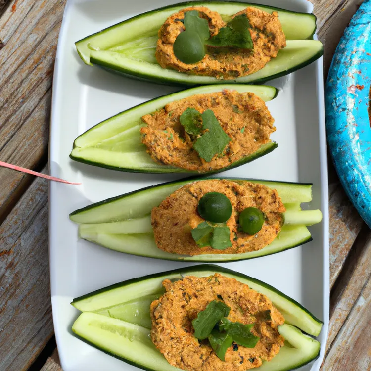 Hummus-stuffed cucumber boats