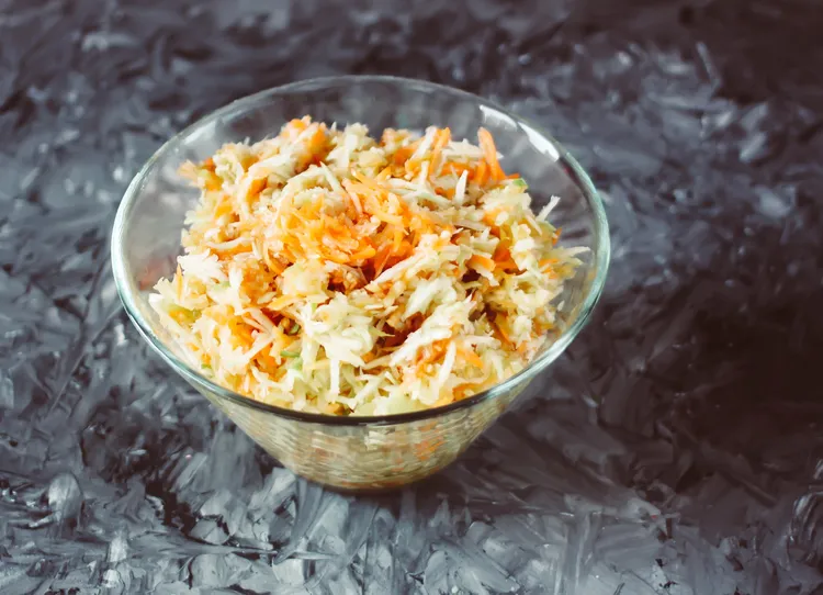 Fennel and carrot slaw with olive dressing