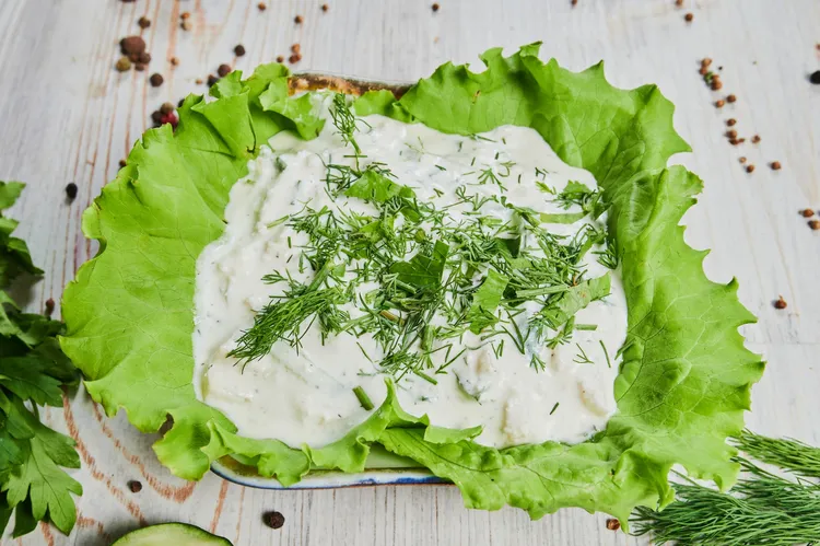 Greens with homemade paleo ranch dressing