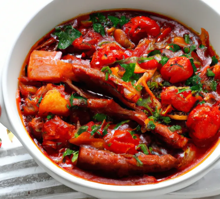 Italian sausage and vegetable stew with tomato and green beans