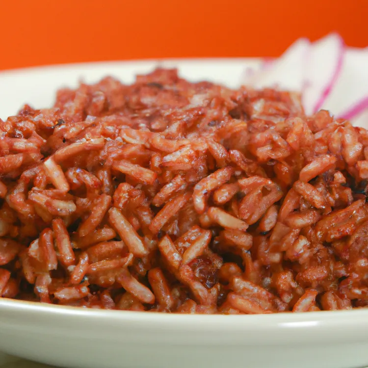 Mexican red rice with garlic and jalapeno