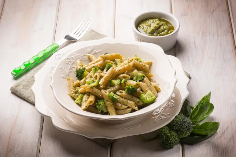 Pasta with baby broccoli and beans