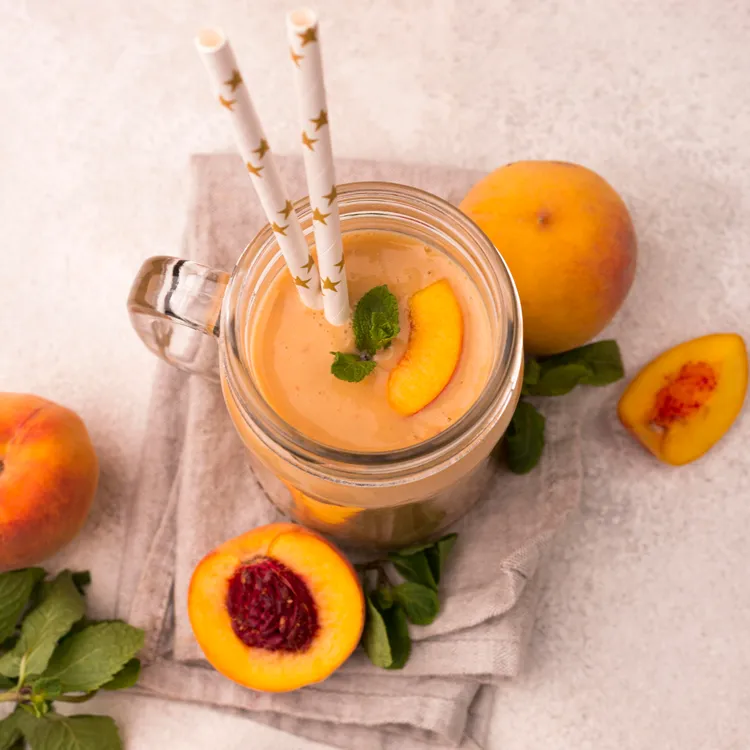 Peach yogurt breakfast smoothie