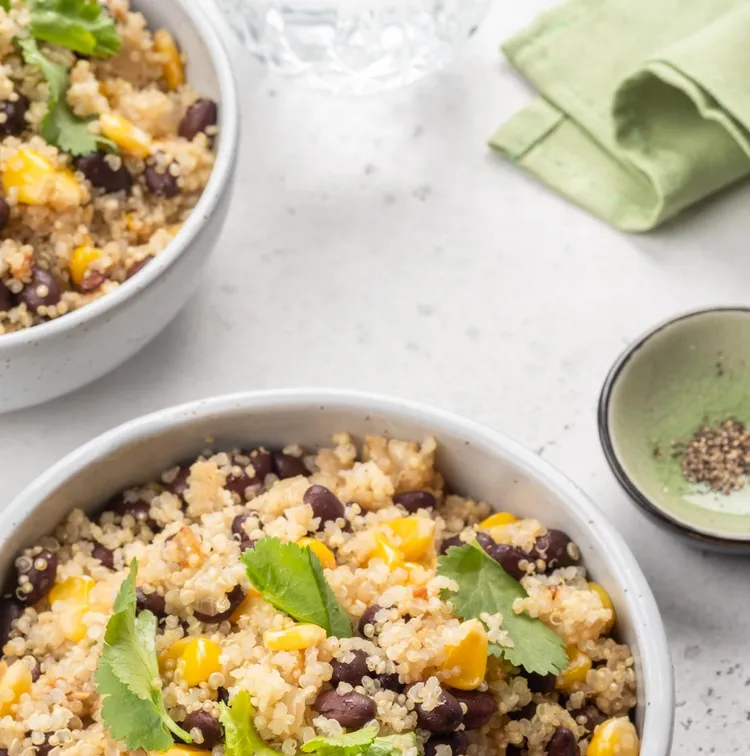 Pineapple, black beans and couscous