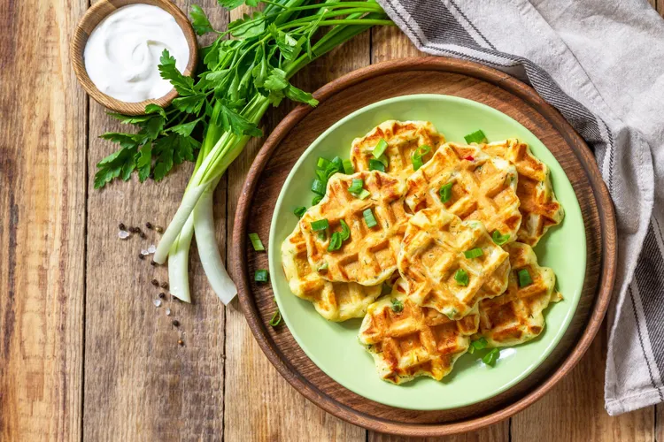 Savory cheese chive waffles
