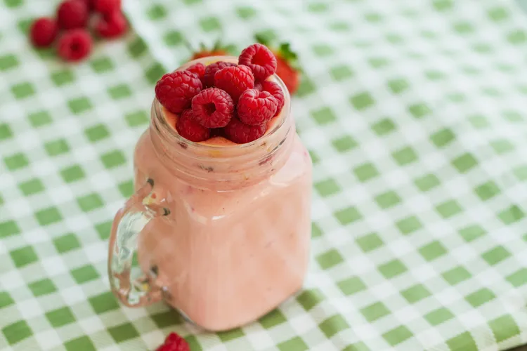 Soy peach and raspberry smoothie