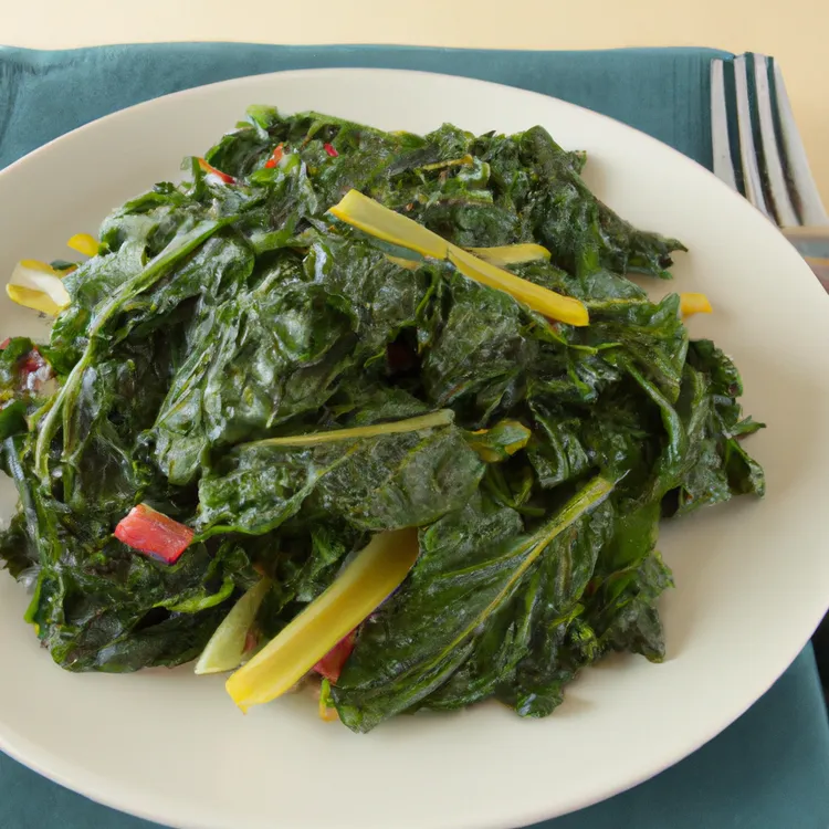Wilted swiss chard with warm piccata vinaigrette