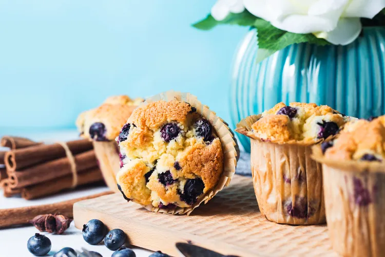 Blueberry banana whey muffins