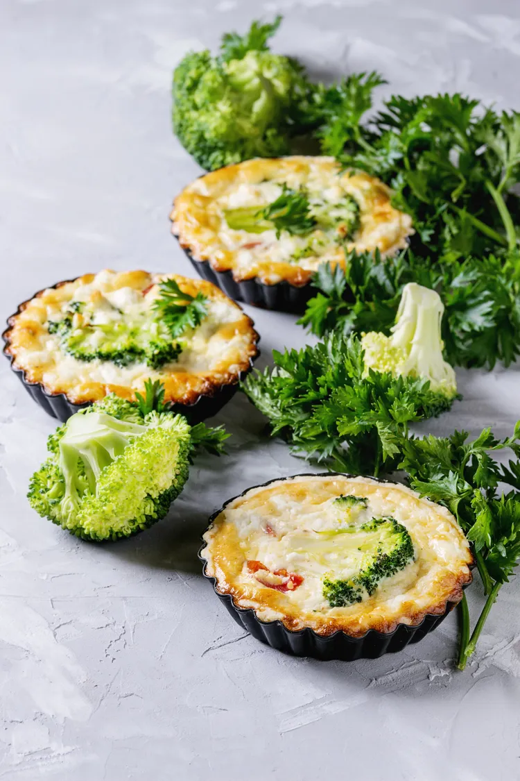 Broccoli and cheddar mini quiches