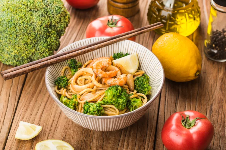 Broccoli shrimp spaghetti squash alfredo