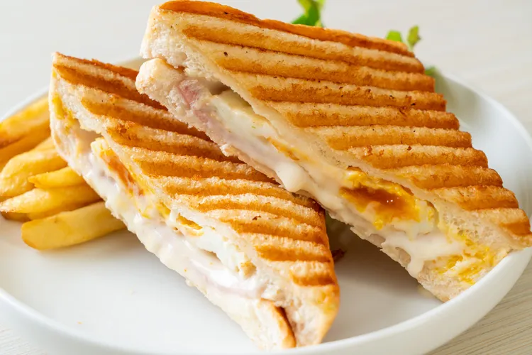 Chicken and bacon pan-fried sandwiches