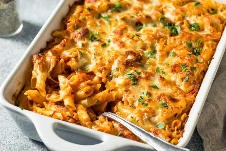 Chicken sausage and peppers macaroni casserole