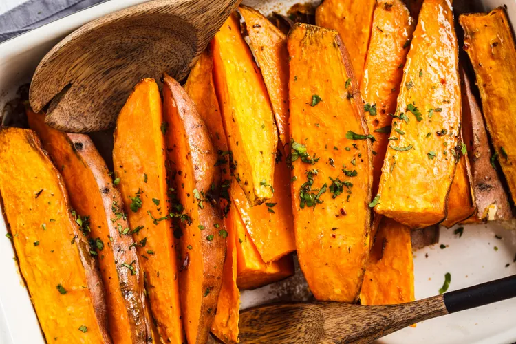 Chipotle-glazed sweet potato spears with lime