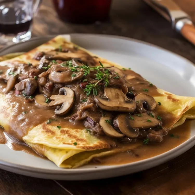 Crepes with mixed mushroom