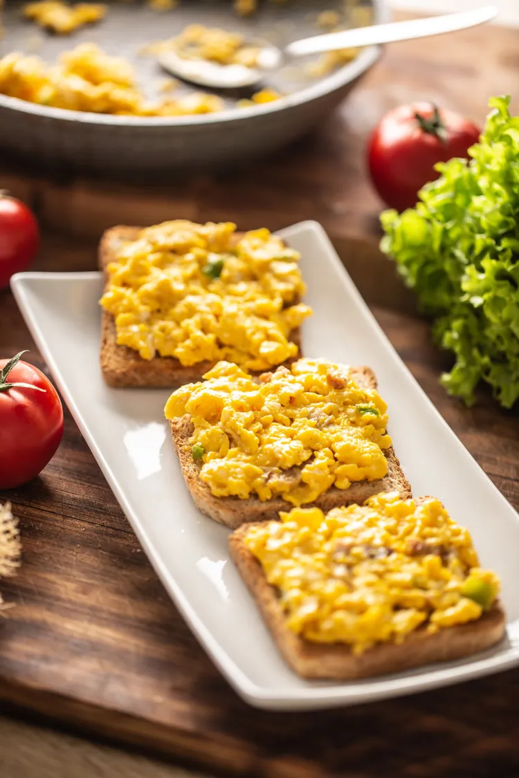 "deviled eggs" style breakfast sandwich