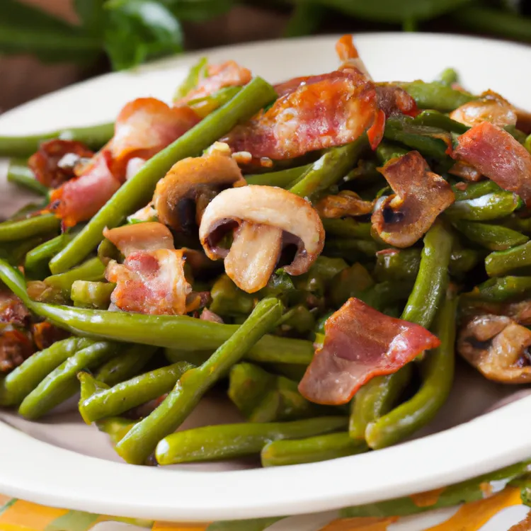 Green beans with bacon and mushrooms