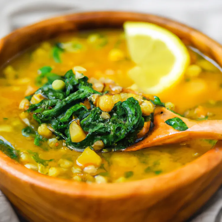 Lemony lentil and greens soup