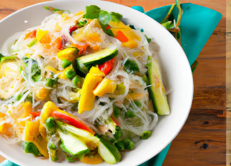 Noodle salad with mango and gingered cucumber