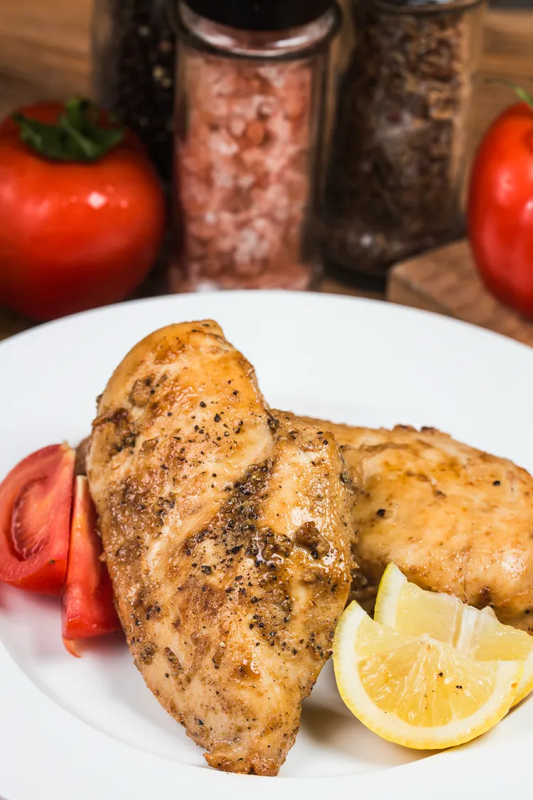 Oven-fried lemon pepper chicken breasts