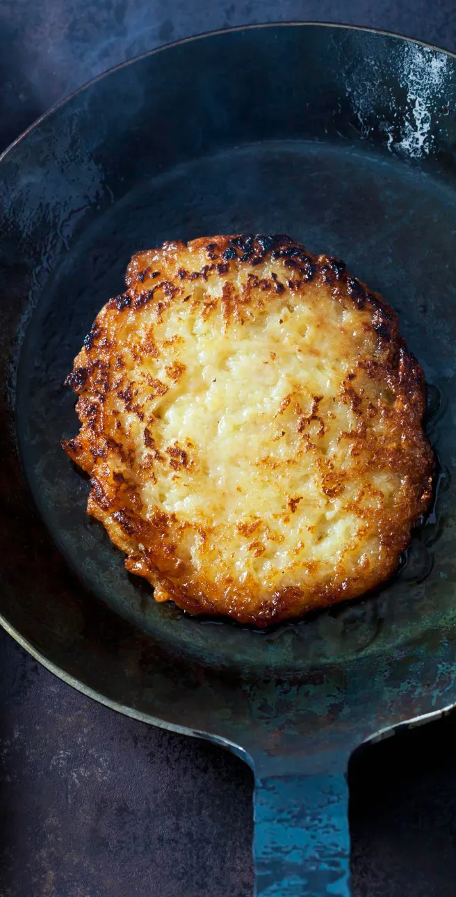 Potato & feta pancakes with bbq grape tomato salad