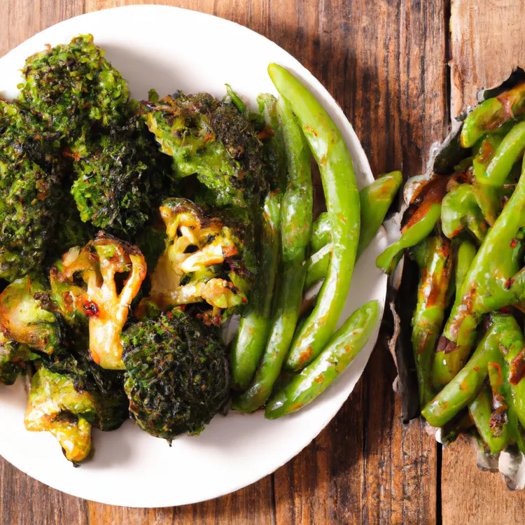 Roasted broccoli and green beans