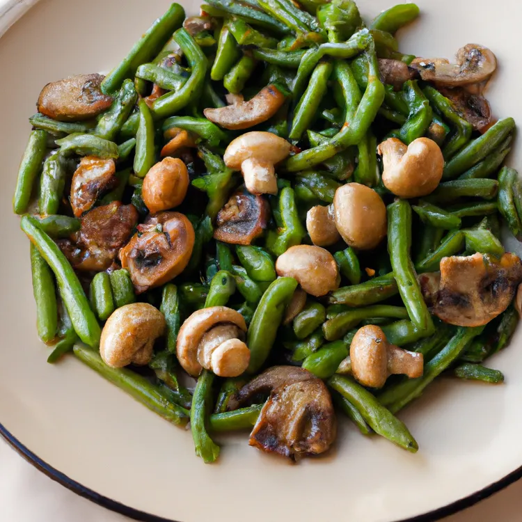 Roasted green beans and mushrooms