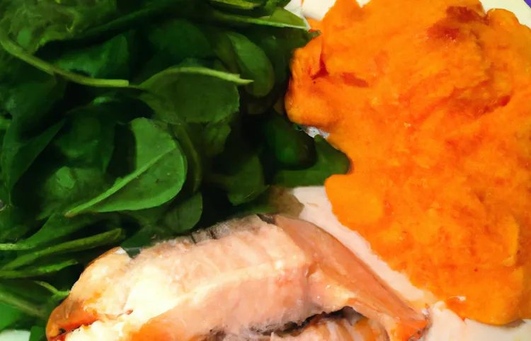 Salmon with spinach and sweet potato mash