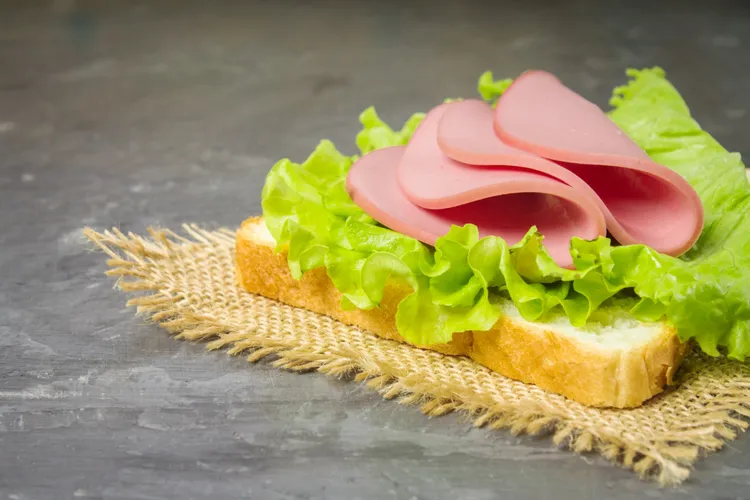 Simple ham and lettuce sandwich