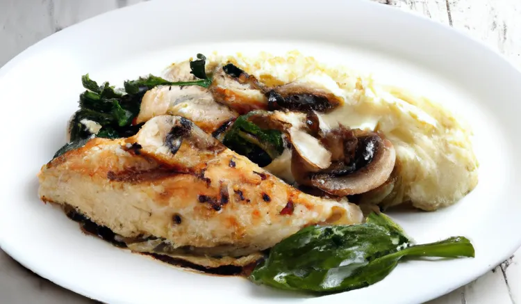 Spinach and mushroom smothered grilled chicken
