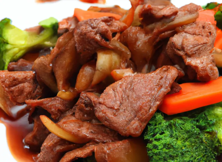 Stir-fried beef, broccoli and yams