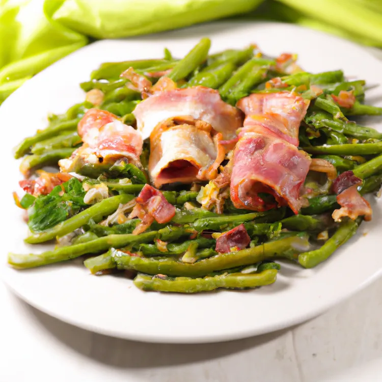 Wombok with bacon & green beans