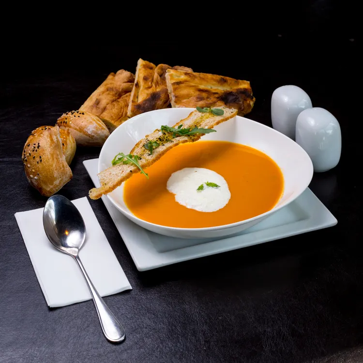 Carrot and potato soup with cumin toast