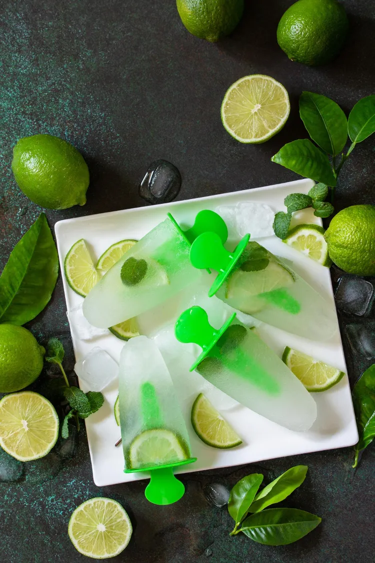 Creamy lime ice blocks with mojito ice