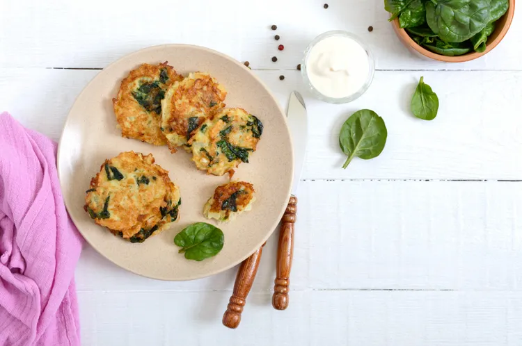 Feta and spinach fritters