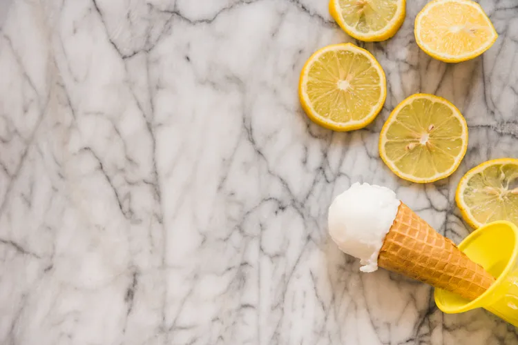 Lemon butter and coconut ice-cream