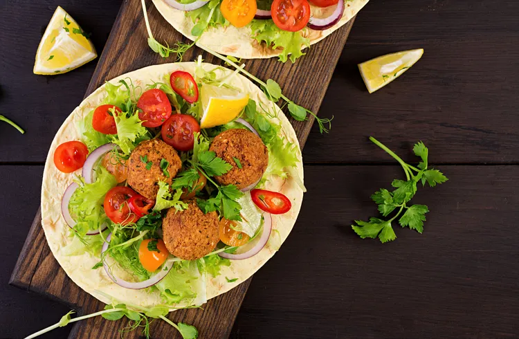 Paprika beef meatballs and tomato salad