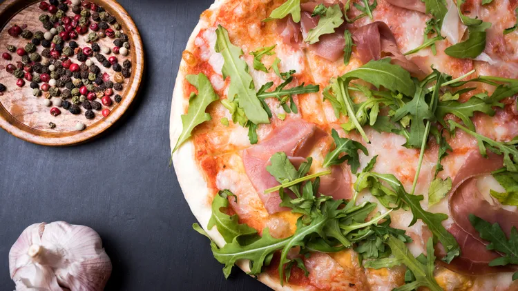 Prosciutto and rocket pizza