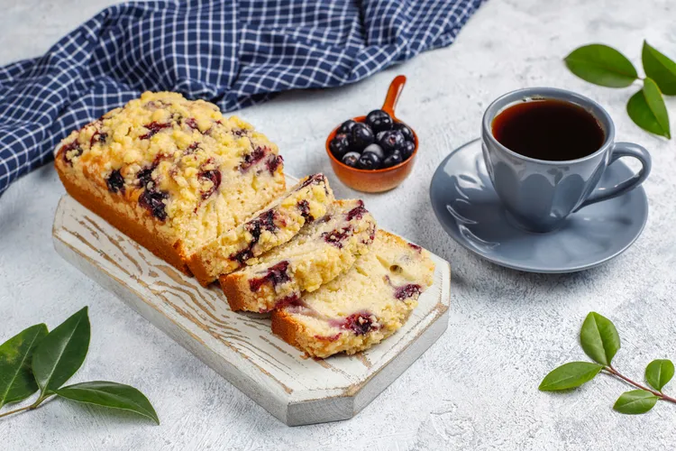 Pumpkin and blueberry bread with maple syrup butter