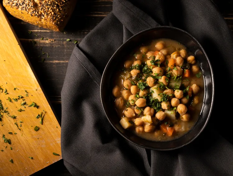 Roast vegetable and chickpea soup