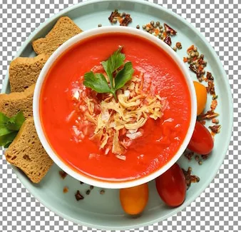 Roasted garlic & tomato soup with parmesan crisps