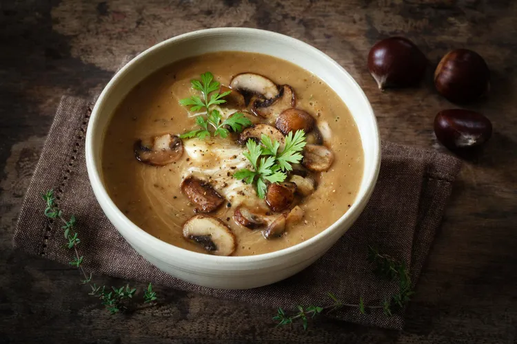 Slow cooked mushroom soup