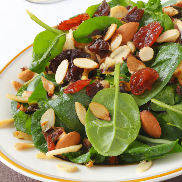 Spinach, raisins and toasted almond salad