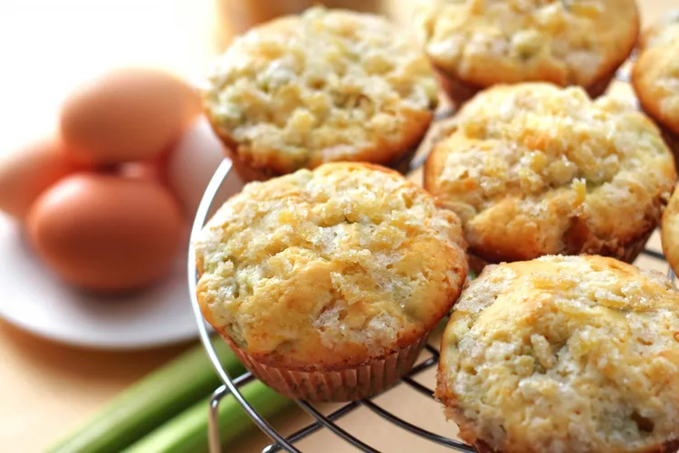 Apple, cheddar and oat muffins
